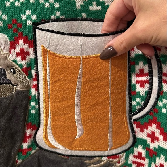 BLIZZARD BAY L Ugly Christmas Sweater • Holiday Sloth Beer Mug Pocket Pullover - Picture 7 of 14